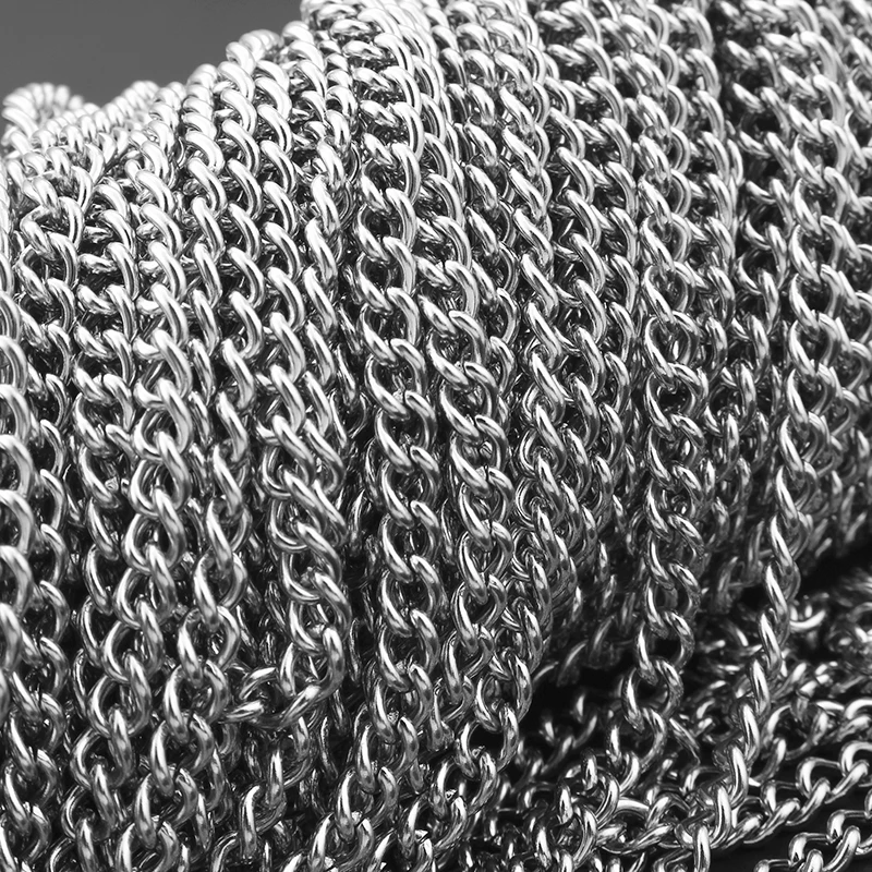 Цепочка из нержавеющей стали серебристого цвета ширина 4 5 мм|Ювелирная фурнитура