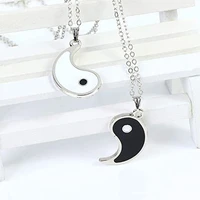 new fashion simple retro wild tai chi gossip sun and moon stitching pendant clavicle chain men and women with the same necklace