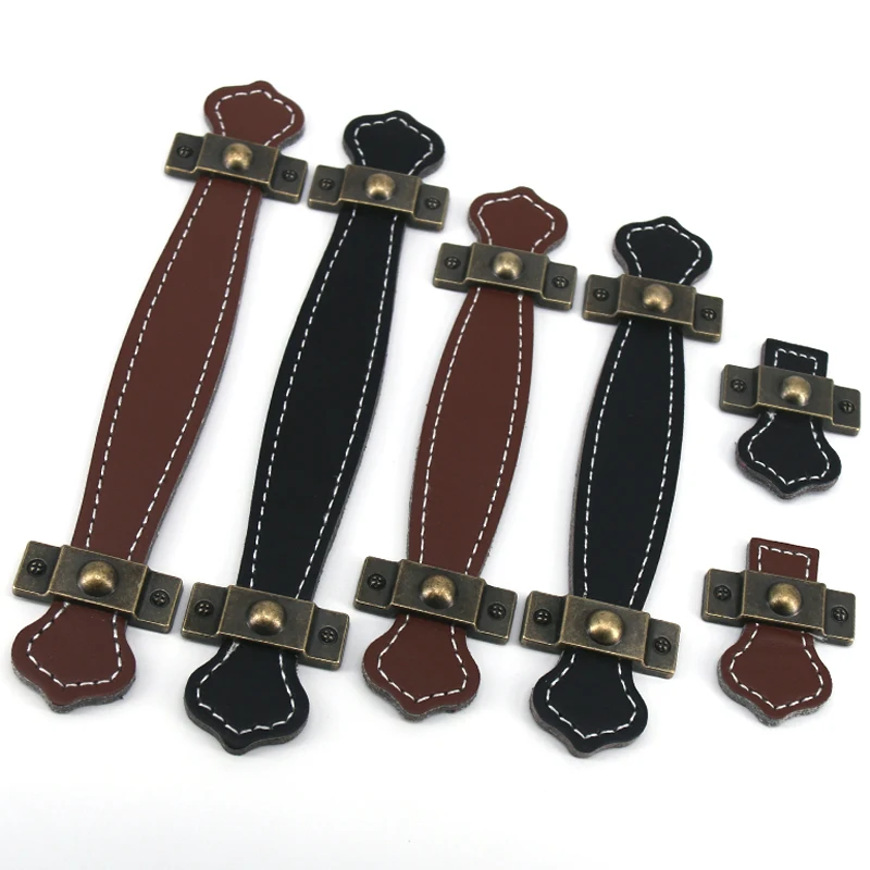 2 шт черные коричневые кожаные дверные ручки для шкафа кухонный шкаф чемоданные