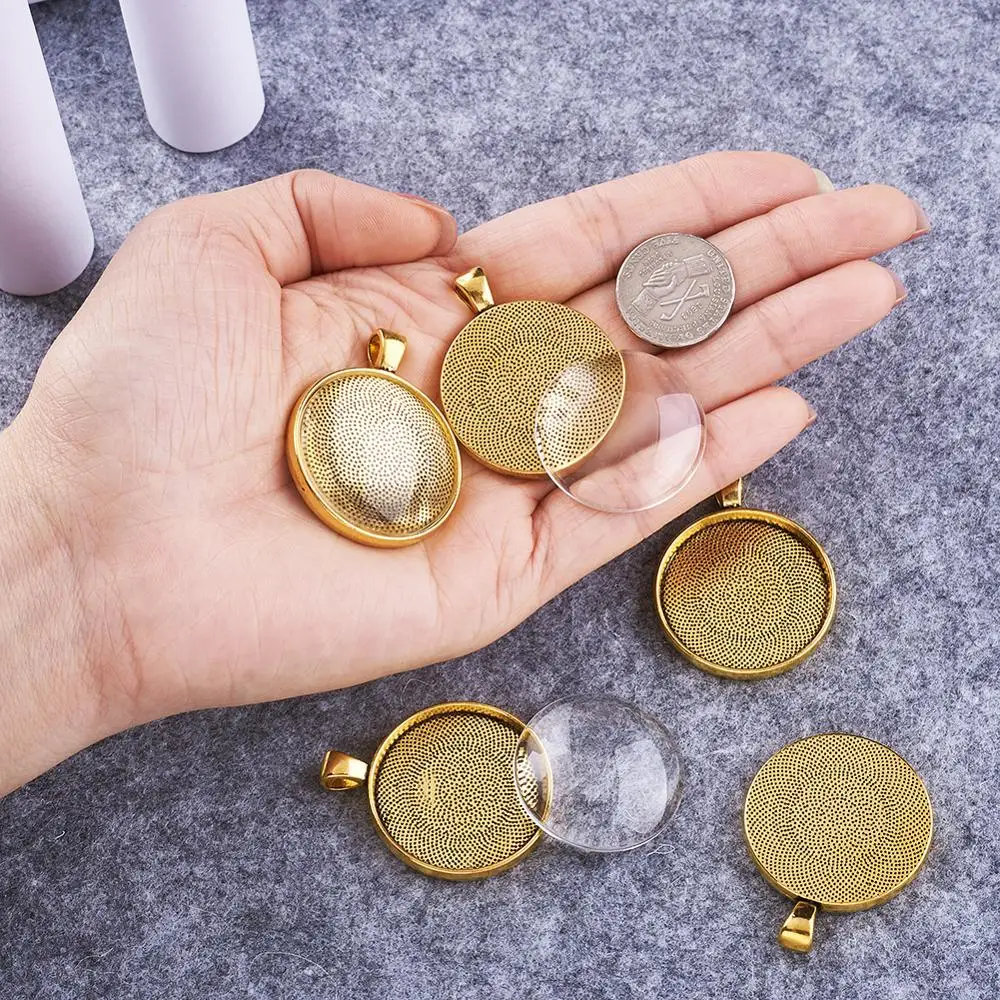 5 наборов прозрачного круглого стекла Настройки камеи кабошона база 30 мм золотой