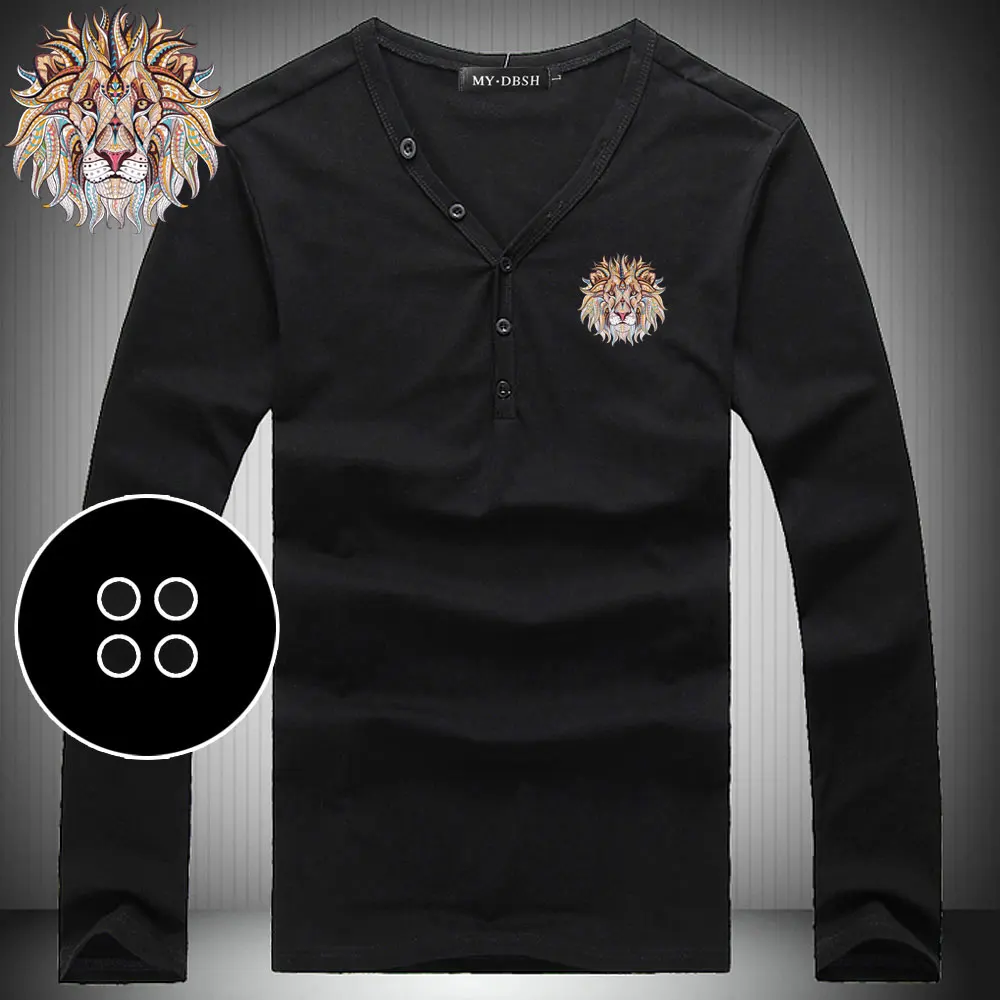 A65-Long-Black Мужские облегающие футболки, летние хлопковые футболки, мужские повседневные майки, облегающие футболки с v-образным вырезом и пуговицами, футболки с коротким рукавом, большие размеры S-3XL - Цвет: A65-Long-Black