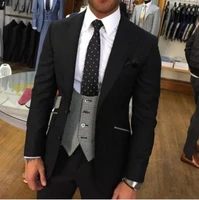mens pointed lapel groom tuxedo plaid vest mens suit weddingpromdinner groomsman suit jacket jacketpantsvest