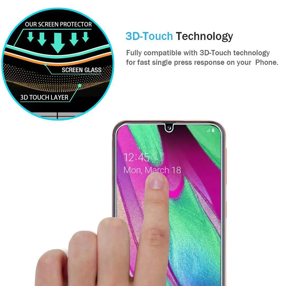 Защитное стекло для Samsung Galaxy A40 закаленное премиум-класса A405 HD 2.5D пленка без