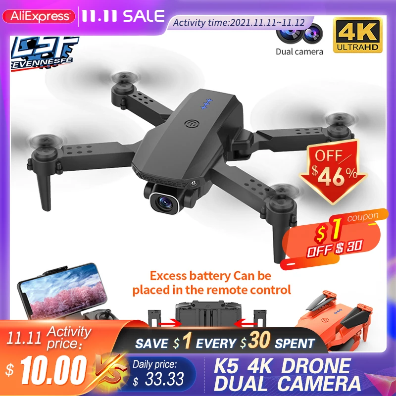 

2021 Новый K5 мини дрон 4K профессиональный HD Двойная камера Fpv Дроны Квадрокоптер Складной Follow Me вертолет на пульте Детские игрушки для мальчик...