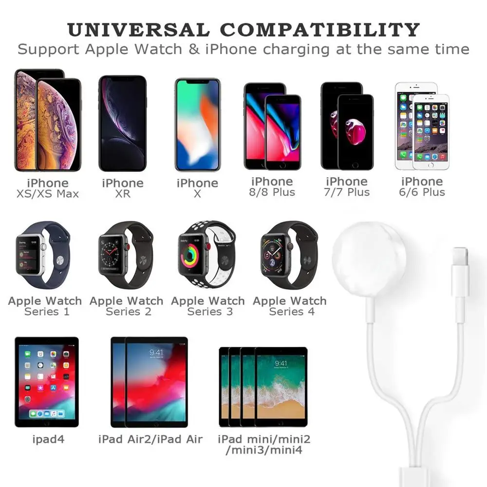 2 in 1 wireless charger for apple watch series 5 1 2 3 4 usb magnetic charging cable for iphone free global shipping