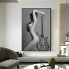 Современная Обнаженная Картина на холсте сексуальная обнаженная девушка с гитарой принты и плакаты Куадрос настенные картины для гостиной домашний декор