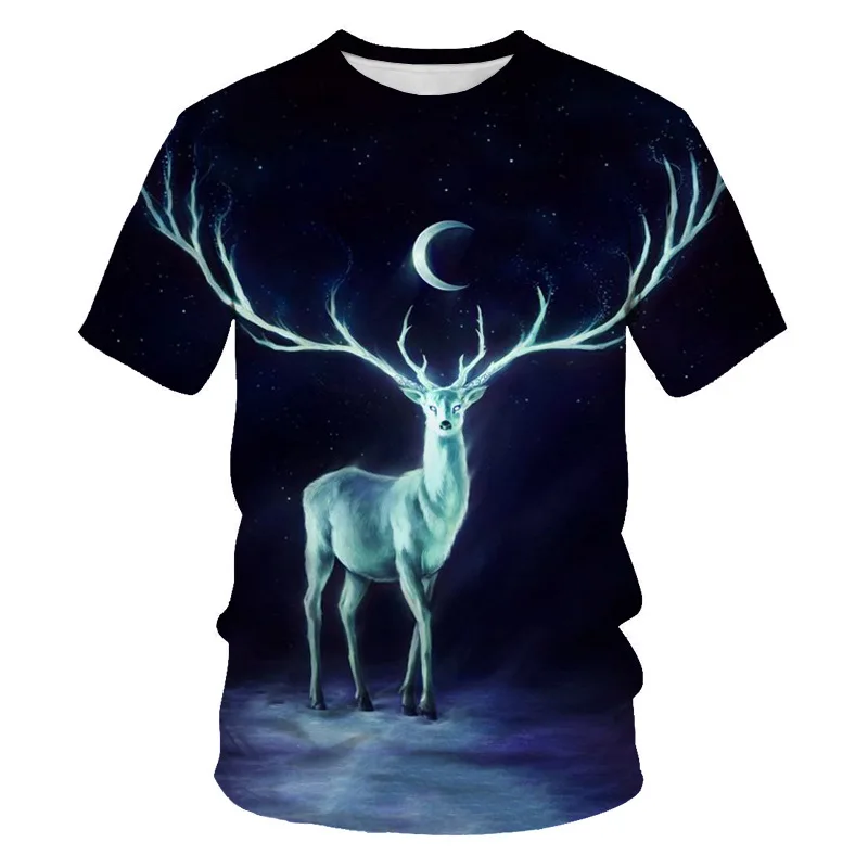 

New Camouflage Deer 3D Printed Animal T-shirt Men's Outdoor Sports Hunting T-shirt Popular Deer Hunting Funny Short Sleeve