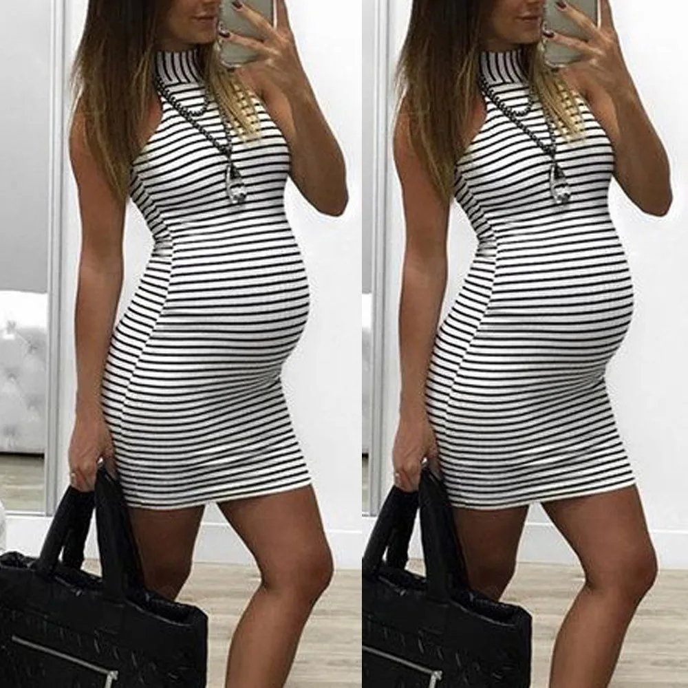 

Stripe Pregnancy Dress Womens Summer Pregnants Nursing Baby For Maternity Stripe Sexy Mini Dress Sleeveless Pregnancy Dress