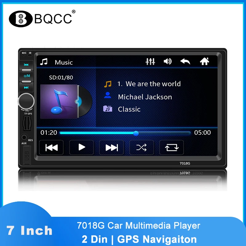 

2 Din 7018 г авто мультимедийный плеер Bluetooth FM USB GPS навигации MP3 MP5 аудио обоих концах для подключения внешних устройств к автомобильной Радио 7 ''д...