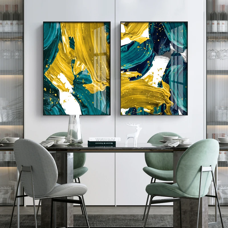 

Wall Art Canvas Painting Abstract yellow oil painting texture paint brush Art Poster Print Wall Picture for Living Room Decor