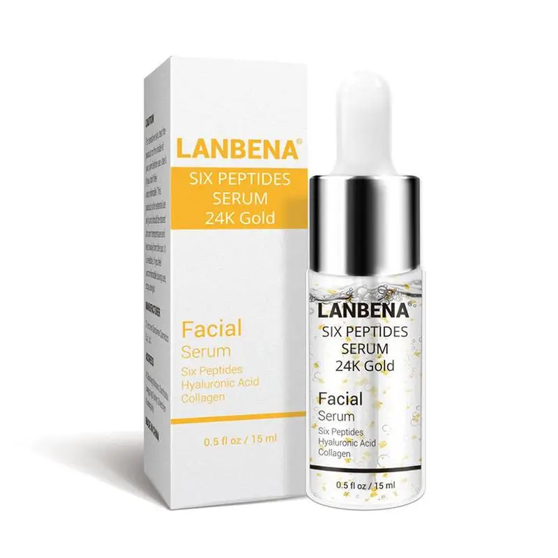 

LANBENA 15ml Six-Peptide Solution Essence 24K Gold Essence Anti-Wrinkle Moisturizing Serum Firming Oil-control L7U1