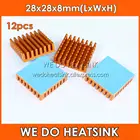 Мы производим теплоотвод 12 шт. 28x28x8 мм, высокопроводящий желтый анодированный алюминиевый радиатор с термоклейкой прокладкой для ПК IC CPU