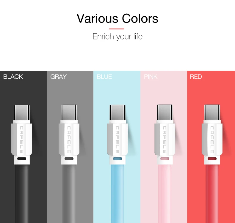 Cafele usb type-C кабель для Xiaomi 8 плоский кабель type-C для huawei P20 быстрая передача данных зарядное устройство type C для Xiaomi 8 SE