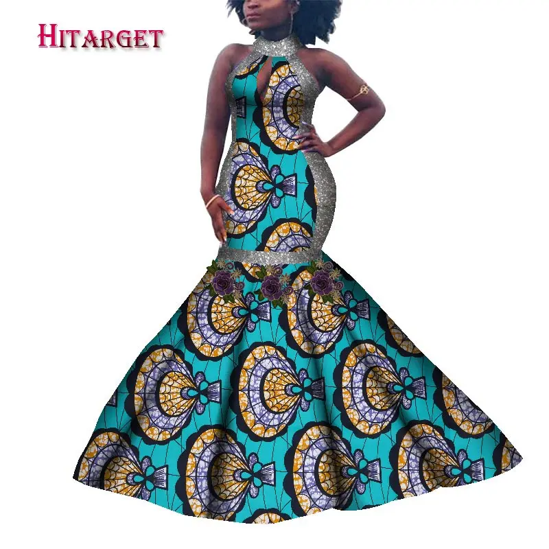 2021 African dress Party dress Multi-color floral dress Fashionable dress Sleeveless dress Tight skirt traditional dress wy7879