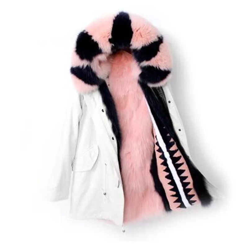

2021 fashion new winter jacket women natural fox fur liner long parka real fur coat hooded outwear