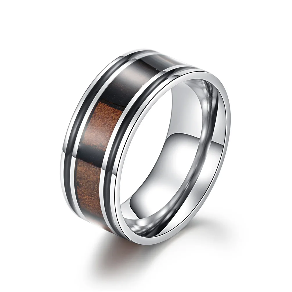 Новые Кольца из углеродного волокна для мужчин Модная отделка под дерево