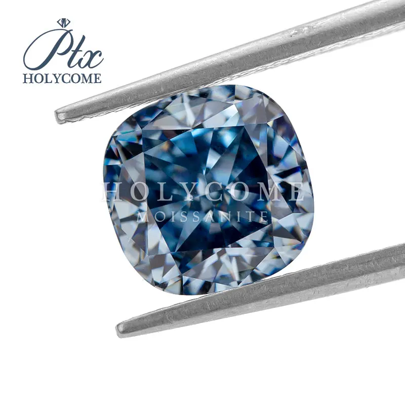 

8x8mm Hot Sale VVS1 Cushion Cut Royal Blue Moissanite Manufacturer Accept Customized Wholwsale Top Quality For Jewlery Making