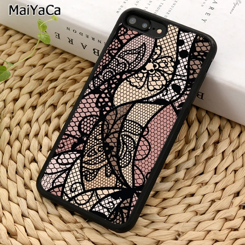 Кружевной тканевый чехол MaiYaCa с рисунком для телефона iPhone X XR XS 11 12 Pro MAX 5 6 S 7 8 Plus