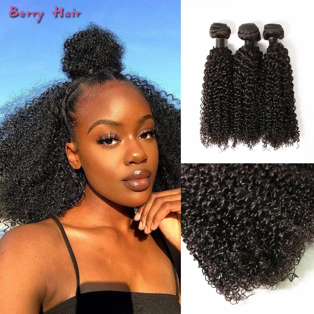 

Berry Hair 3 In 1 Packet Hair Baby Deep Kinky Curly Human Hair Weaves 100% Natural Human Hair Bundles