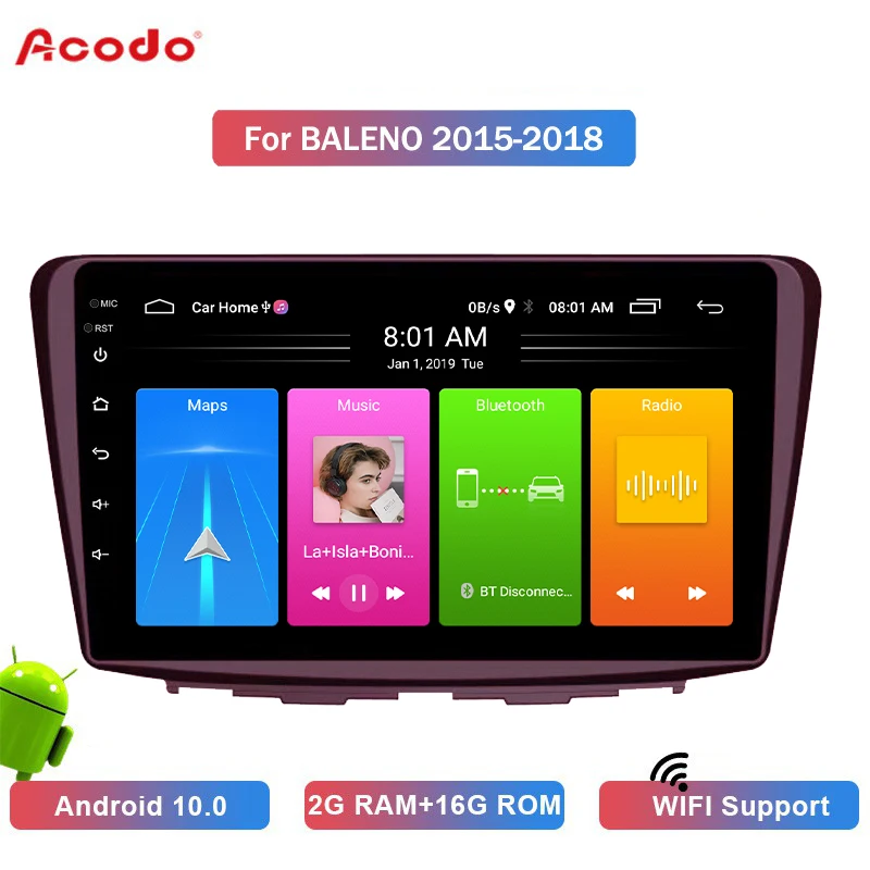 Автомобильный мультимедийный плеер ACODO 2 Гб ОЗУ + 16 ПЗУ Android 10 0 радио GPS-навигация