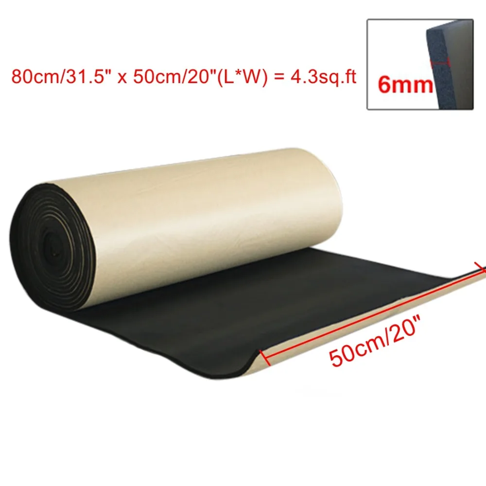UXCELL 236mil 6 мм 80 см/31," x 50 см/20" 4.3sq.ft пена хлопок аудио стерео звук акустический шум поглощающий амортизирующий коврик на крышу