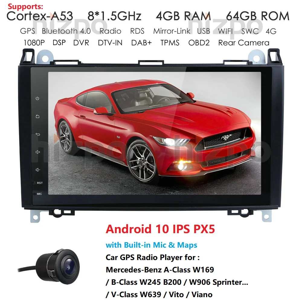 

HIZPO OTCA core 4G RAM Car Multimedia player For Mercedes/Benz/W169 W245 W639 W906 Sprinter B160 B170 B200 TPMS DAB+ OBD2 HD TV