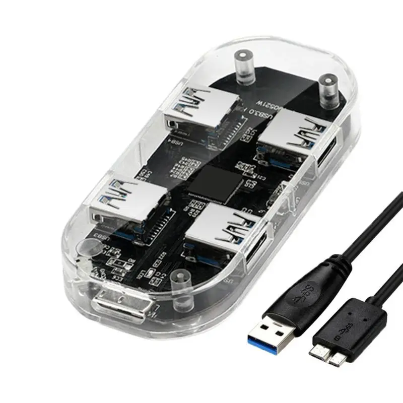 

Transparent USB HUB 4 Ports USB3.0 Adapter Splitter for Laptop U Disk Cellphones