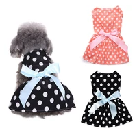 polka dot ribbon cat dog dress dog clothes comfortable sleeveless dog shirt pet dress beach dress princess party kitty dog skirt