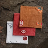 14x14cm oriental style plants dyed heavyweight embroidered canvas fabric handmade ruyi teapot mat coaster cloth mat