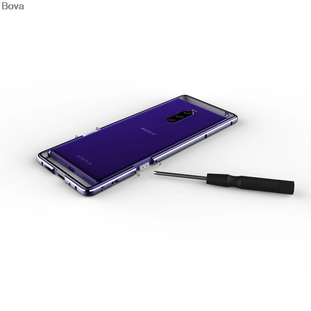 Чехол для sony Xperia 1/XZ4 Роскошный ультра тонкий алюминиевый бампер XZ4 + 2 пленки (1
