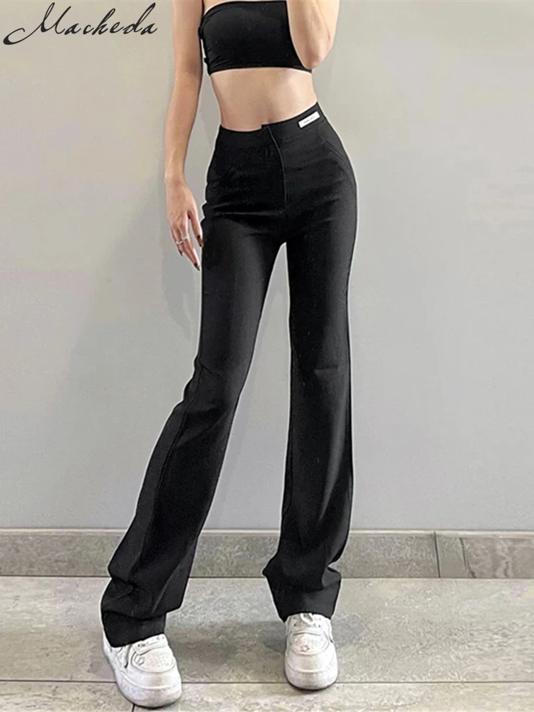 

Macheda Fall Black Slim straight pants Office commute slacks Slim show Long legs tight waist lift hips women's pants collection