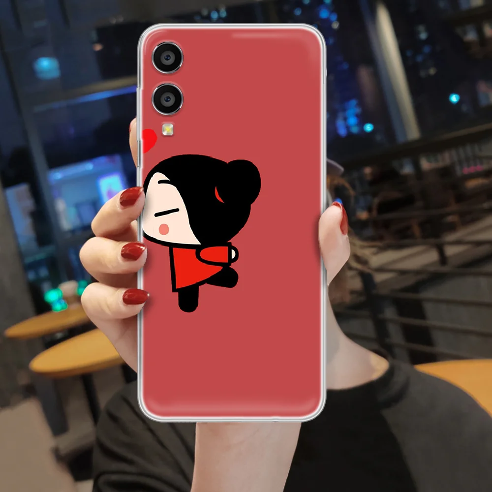 

pucca cartoon China doll Phone Case hull For HUAWEI honor nova v 5 7 8 9 10 20 30 C A X Lite Pro transparent bumper luxury back