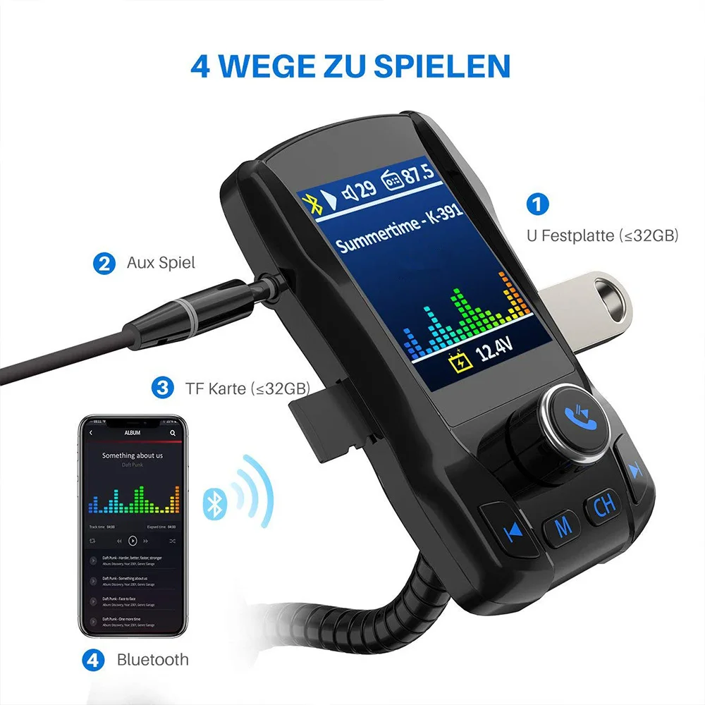 Автомобильный fm-передатчик 1 8 дюйма комплект громкой связи с Bluetooth Mp3 радио