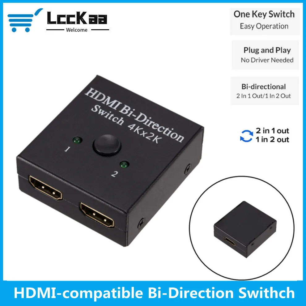 

Двунаправленный HDMI коммутатор LccKaa UHD с 2 портами, руководство пользователя, 2x1 1x2 HDMI переключатель, порты HDCP Sup, 4K FHD Ultra 1080P для проектора