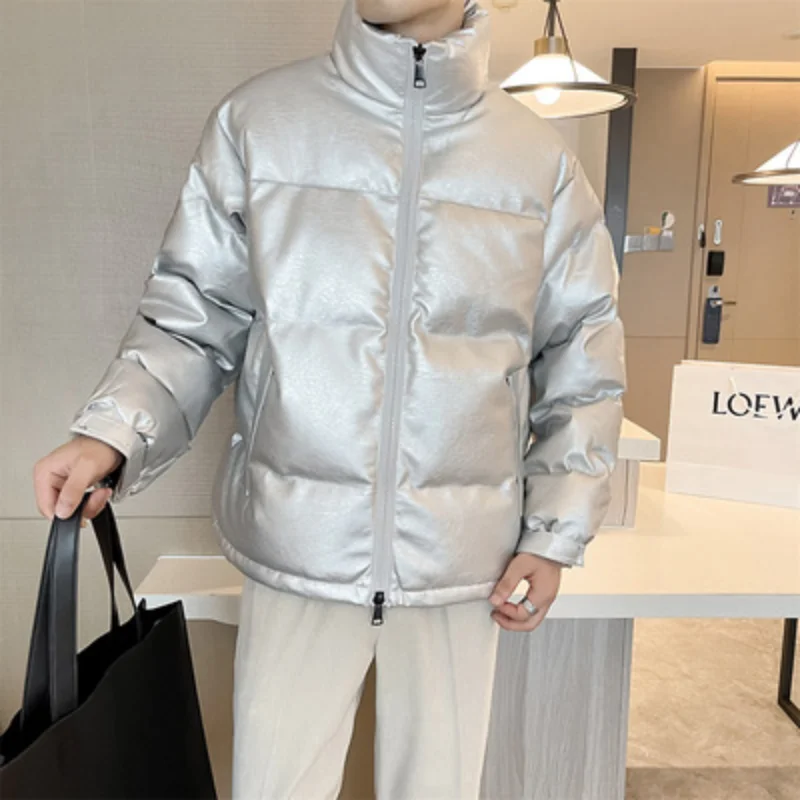 Мужская приталенная куртка из ПУ кожи с хлопковой подкладкой | одежда