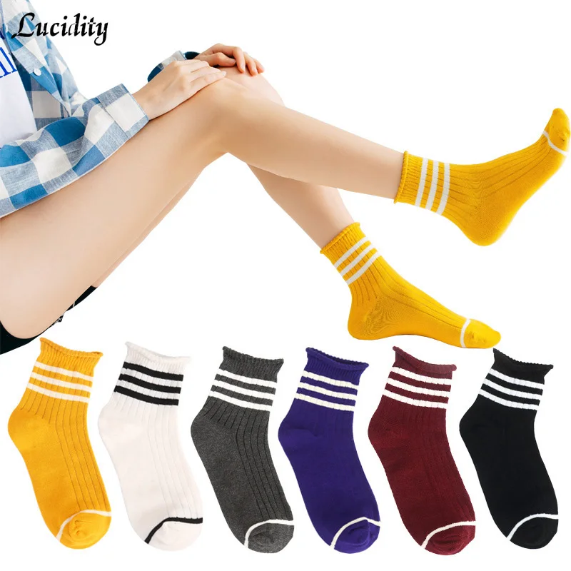 3 пара/лот = 6 штук осень зима три полоски керлинг носки Модные женские