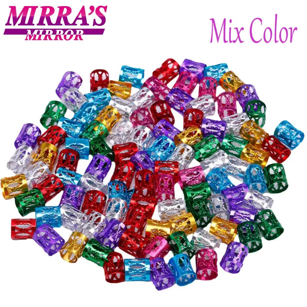 Mirra's Mirror, 100 шт, смешанные аксессуары для дредов, золотые бусины для волос, для косичек, серебряные кольца для волос для девочек, регулируемые манжеты, клипсы - Цвет: 100pcs Mix color