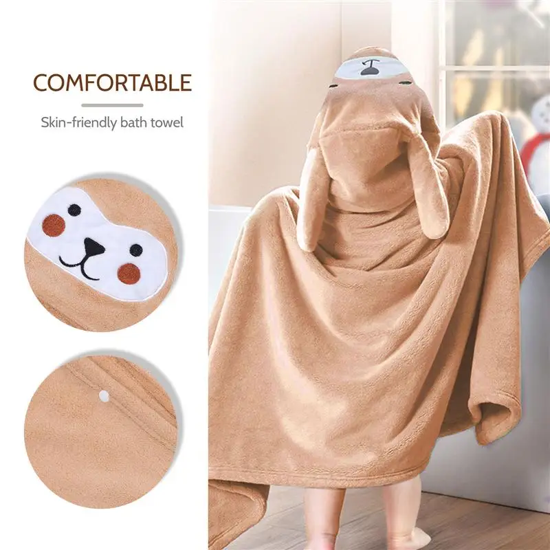 

1pc Baby Hooded Bath Towel Lovely Bath Towel Water Absorption Kids Bathing Cloak