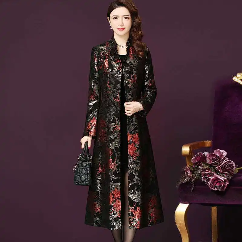 Осеннее длинное платье ветровка Женский облегающий элегантный кардиган