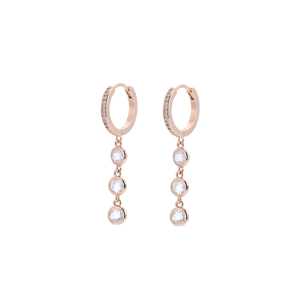 rose gold Роскошные шикарные CZ хрустальные длинные серьги для женщин Новые висячие серьги из кубического циркония золото/серебро цвет модные ювелирные изделия подарок - Окраска металла: rose gold