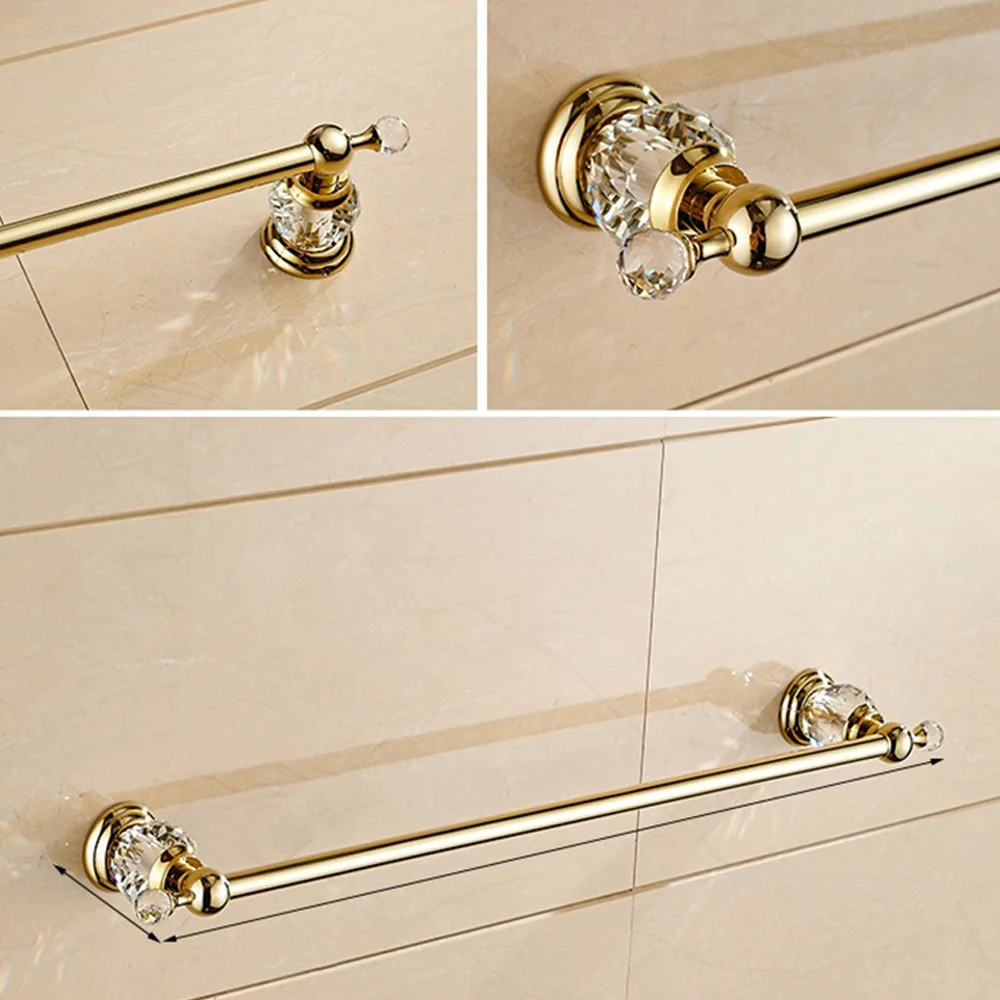 

Crystal Stainless Steel Towel Hanger Bathroom Towel Holder Rack Classical Wall Hanging Towel Bar Organizer Kitchen Storage Shelf