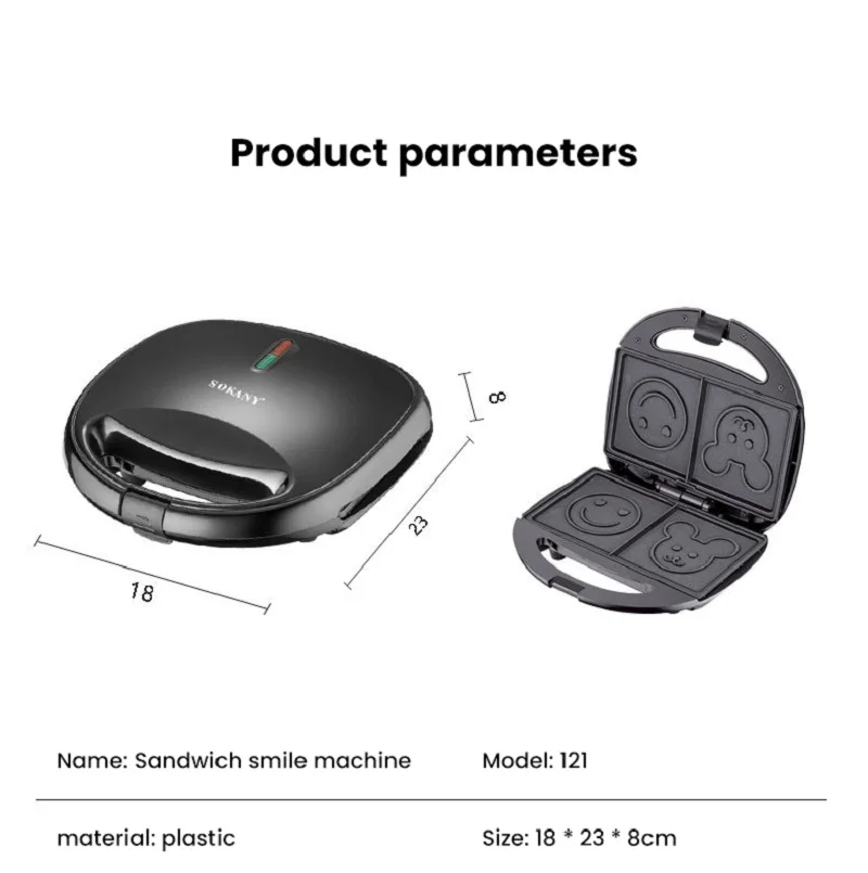 

Double-sided Heating Sandwich Maker Electric Breakfast Machine Waffle Pancake Maker Bread Baking Toaster Household Kitchen