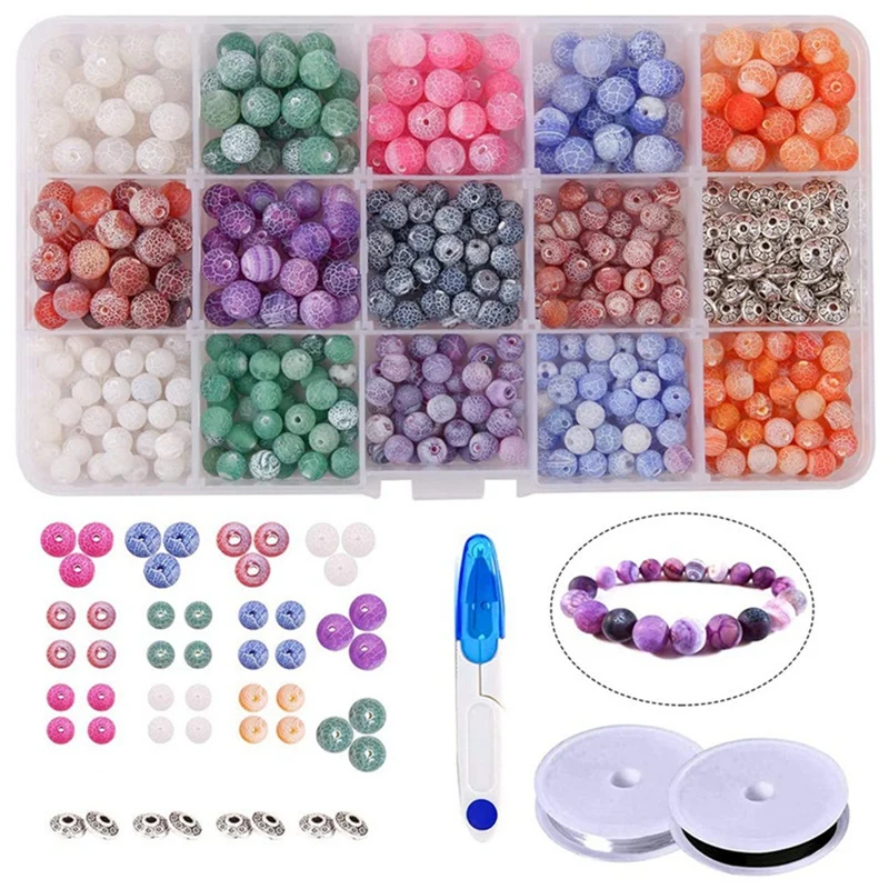 

15 Grid Volcanic Stone Weathered Agate Loose Beads DIY Jewelry Bracelet Necklace Earring Set