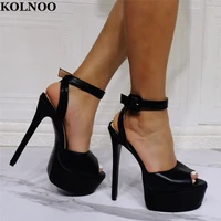 kolnoo handmade real photos ladies high heel sandals peep toe buckle anklestrap slingback sexy platform party prom fashion shoes