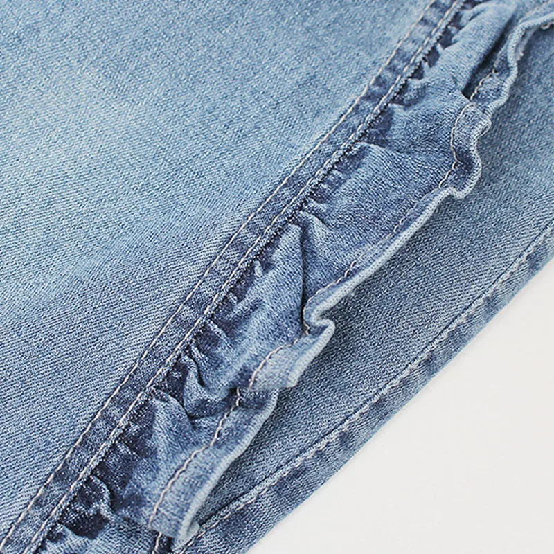 Babyinstar Ruffle Flare Denim Jeans For Girls Toddler Girl Ripped Autumn Clothing Baby | Детская одежда и обувь