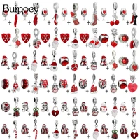 buipoey 2pcslot red xmas heart beads santa charm diy bracelet necklace red lip bell pepper pendant handmade jewelry accessory