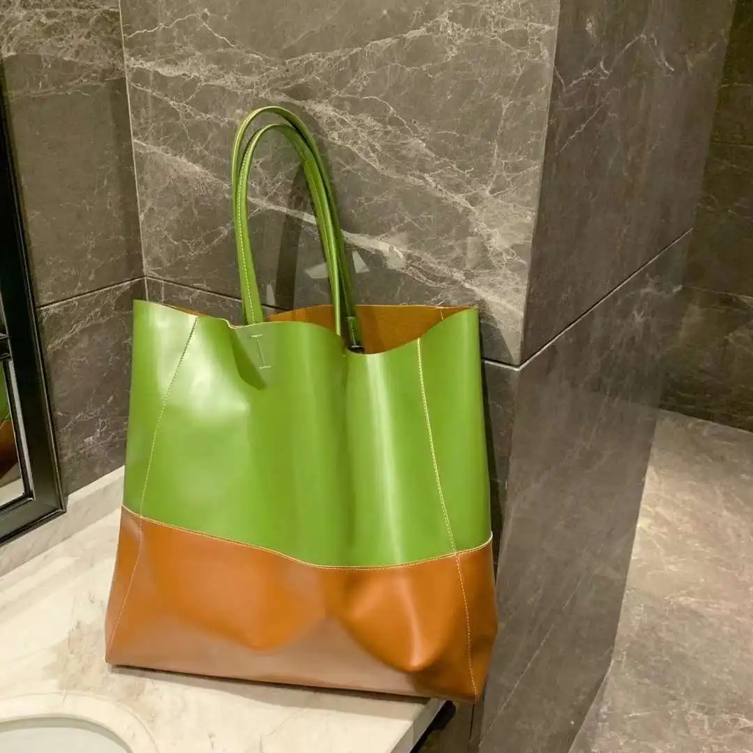 

Green Large Tote Bags for Women Korean Designer Female Market Shopper Shoulder Bag Big Ladies Leather Handbag 2021 Casual Daily
