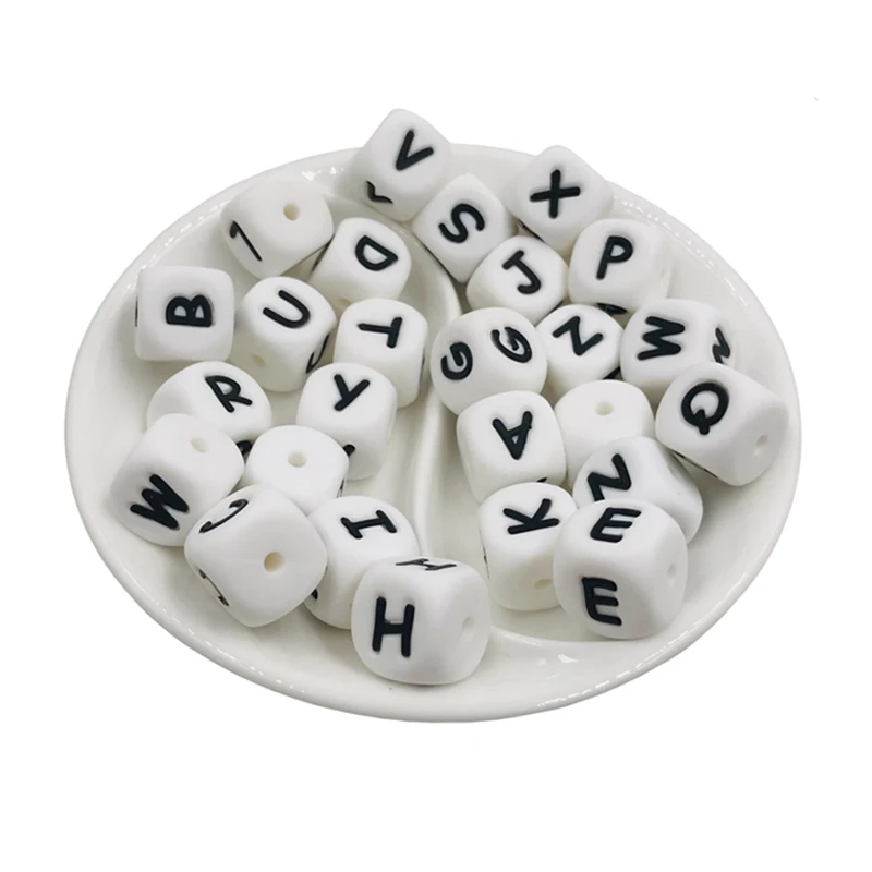 Kissteether-Cuentas de silicona de 12mm para manualidades, abalorios de letras del alfabeto, cuentas de silicona de grado alimenticio, collar de dentici&oacute;n, cuentas de enfermer&iacute;a, 20 Uds.-3