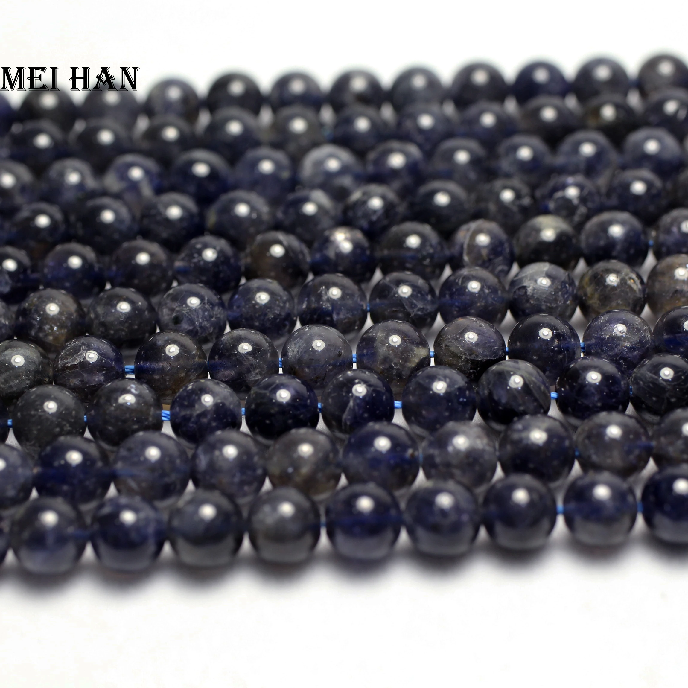 Meihan оптовая продажа натуральный иолит 8 мм Гладкие Круглые свободные бусины из