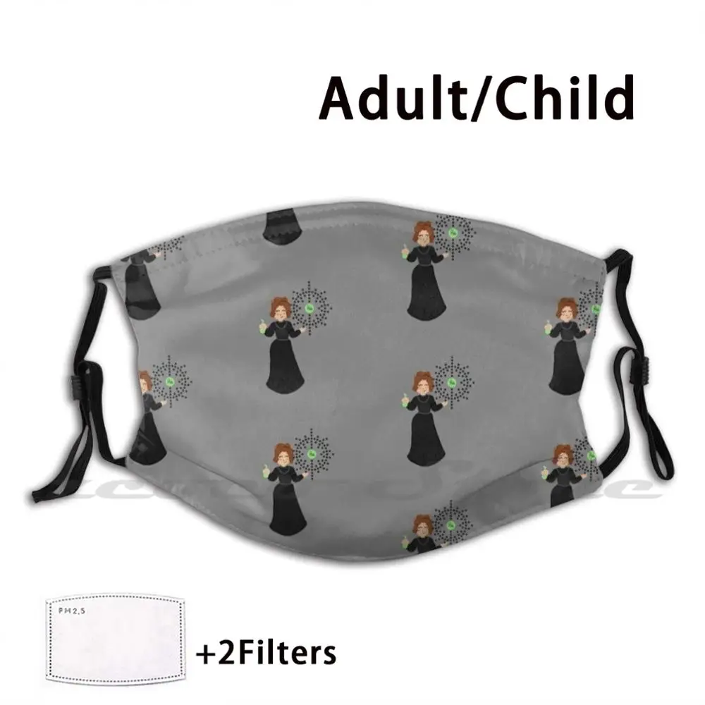 

Маска Marie Curie DIY моющийся фильтр Pm2.5 для рта трендовая стебель для женщин в естественных науках Radium Marie Curie Feminist Female